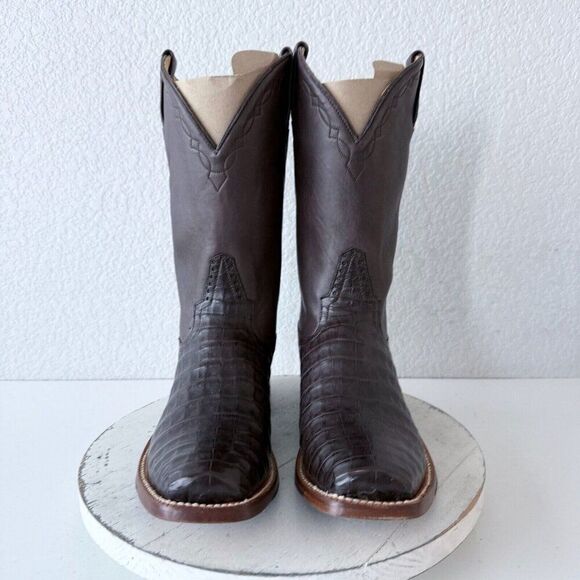 NEW Rod Patrick Cowboy Boots Womens 10 A Brown Caiman Western Blunt Toe $1450 - Picture 6 of 12